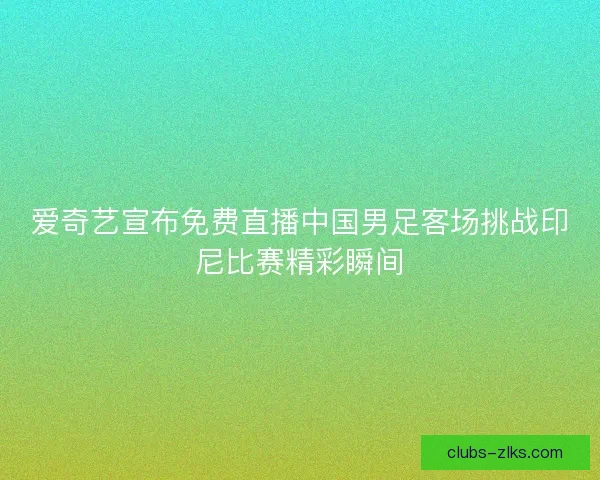 爱奇艺宣布免费直播中国男足客场挑战印尼比赛精彩瞬间 爱奇艺宣布免费直播中国男足客场挑战印尼比赛精彩瞬间