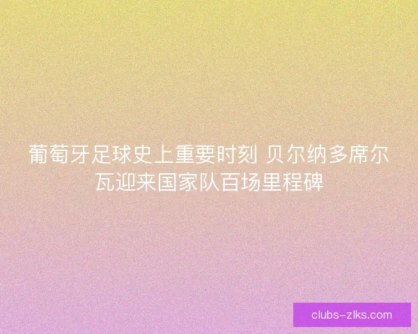葡萄牙足球史上重要时刻 贝尔纳多席尔瓦迎来国家队百场里程碑