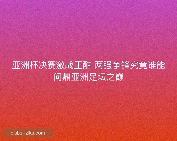 亚洲杯决赛激战正酣 两强争锋究竟谁能问鼎亚洲足坛之巅 亚洲杯决赛激战正酣 两强争锋究竟谁能问鼎亚洲足坛之巅